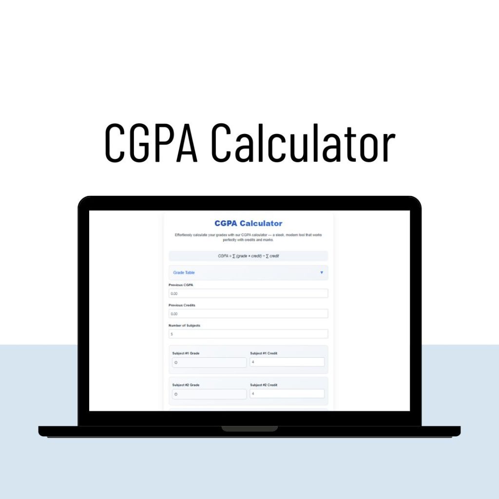 Modern online CGPA calculator interface with credit input